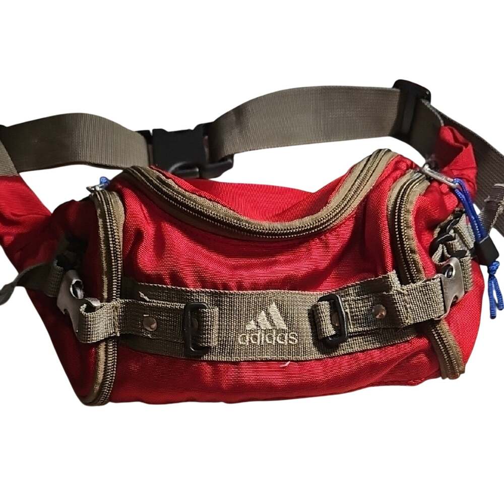 Adidas Red and Tan Belt Bag with Adjustable Strap